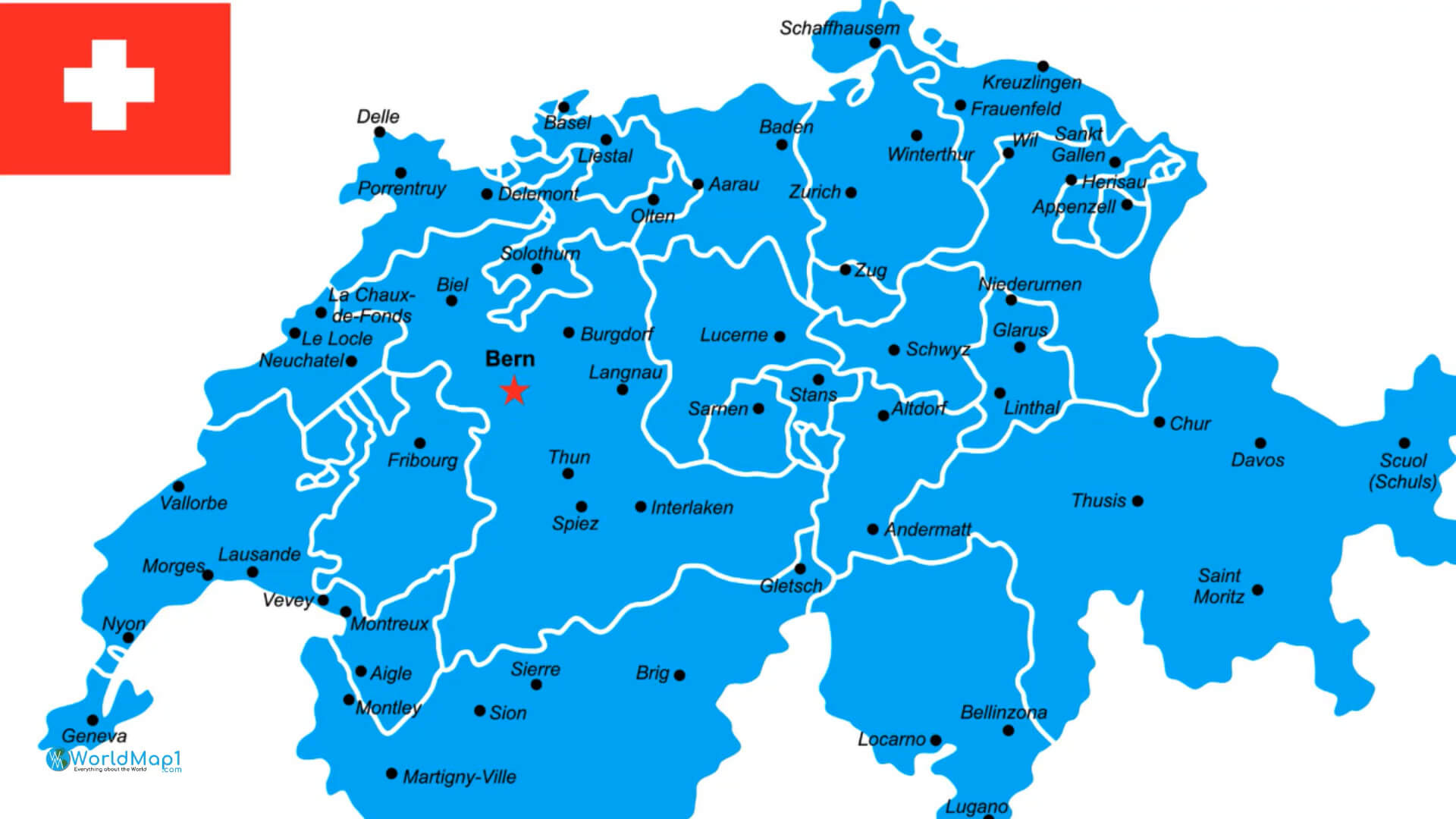Switzerland Blue Map